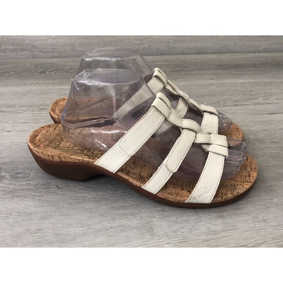 Abeo Shoes - Abeo Bio-System Nova Women White Leather Open Toe Wedge Heel Slide Sandal 10